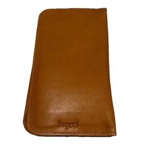 Bugatti Cognac Genuine Full Grain Leather Travel Passport Wallet with AGF Logo